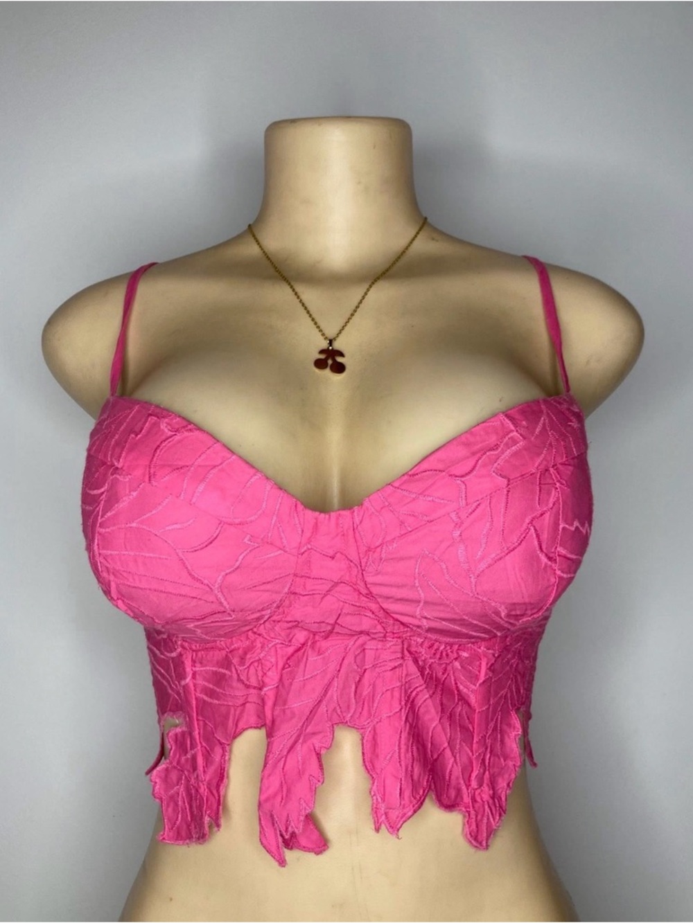 H&M Bright Pink Textured Crop Cami